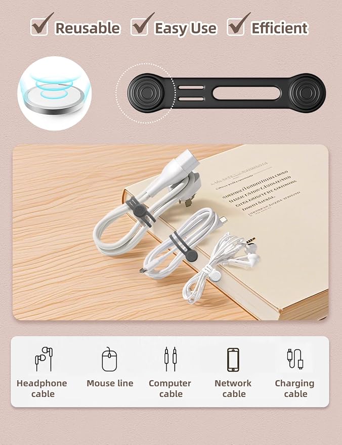 Kanemc 8 Pack Magnetic Twist Ties, Silicone Cord Organizer Magnet Reusable - Image 4