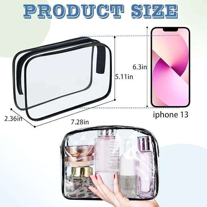 16 Pieces Clear Makeup Bags Bulk, TSA Approved Toiletry Bag - Image 2