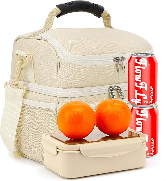FlowFly Double Layer Cooler Insulated Lunch Bag Adult Lunch Box Large Tote Bag - Image 7