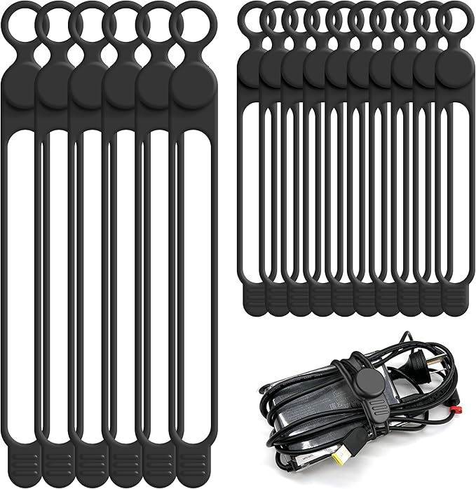 Nearockle Silicone Cable Ties Cord Organizer by ELECTRONICSORGANIZATION