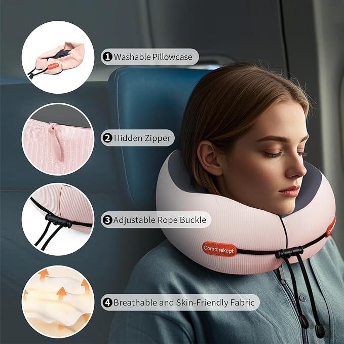 Thickened Travel Neck Pillow for Airplanes for Women, Adjustable Right Amount - Image 2