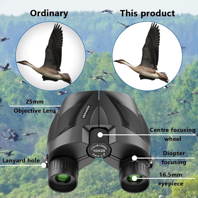10x25 Binoculars for Adults & Kids, Compact HD Binoculars - Image 4