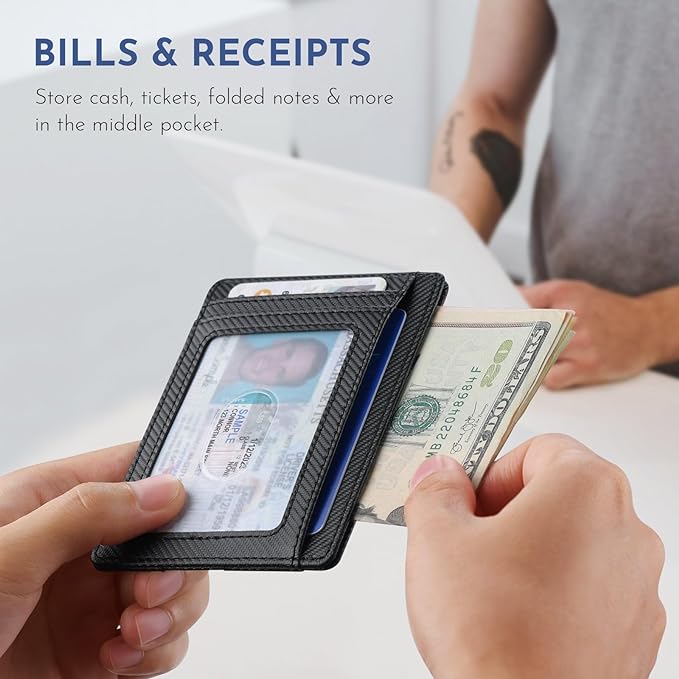 Buffway Slim Minimalist Front Pocket RFID Blocking Leather Wallets - Image 5
