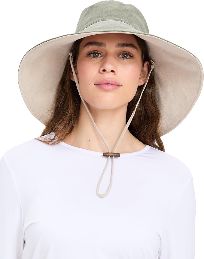 Solbari Women’s Ultra-Wide Cotton Linen Sun Hat UPF 50+, Adjustable by Solbari