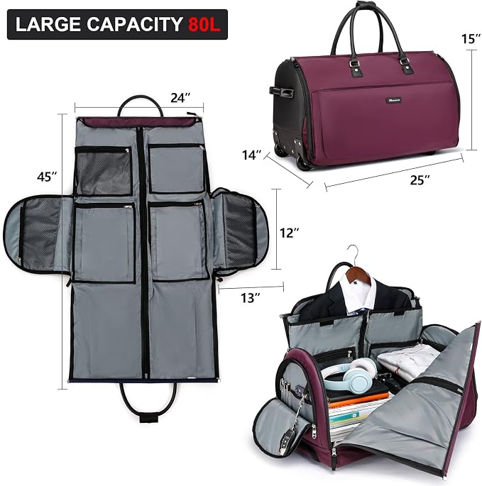 Modoker Rolling Garment Bags, Large Garment Duffle Bag - Image 2
