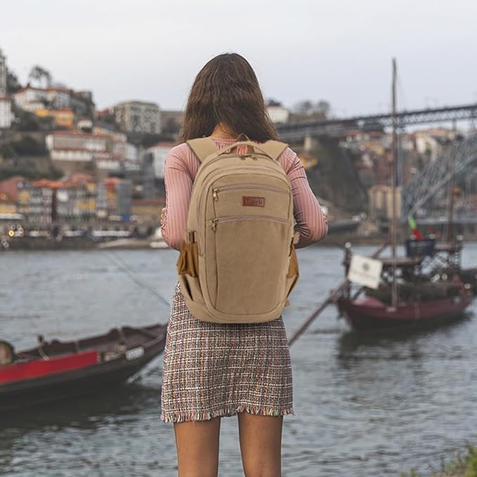 Tzowla Vintage Canvas Laptop Backpack - Image 7