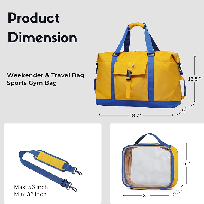 SUNNY BIRD Duffel with Utility Pouch, 40L Weekender Overnight Bag with Shoe - Image 10