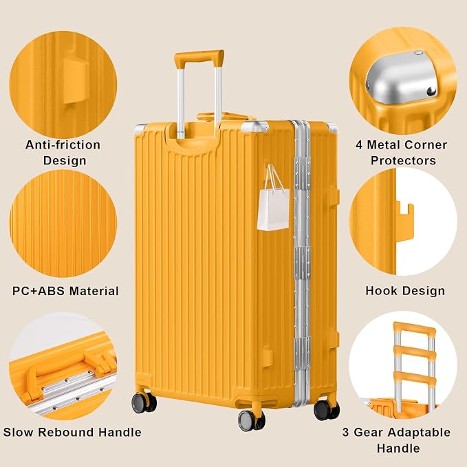 AnyZip Luggage PC+ABS Aluminum Frame Zipperless Checked Luggage Hard Shell - Image 3