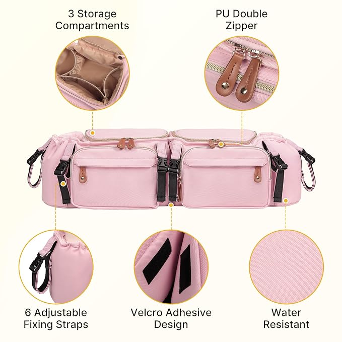 Double Stroller Organizer for Bob Duallie and Baby Jogger City Mini GT2 - Image 6