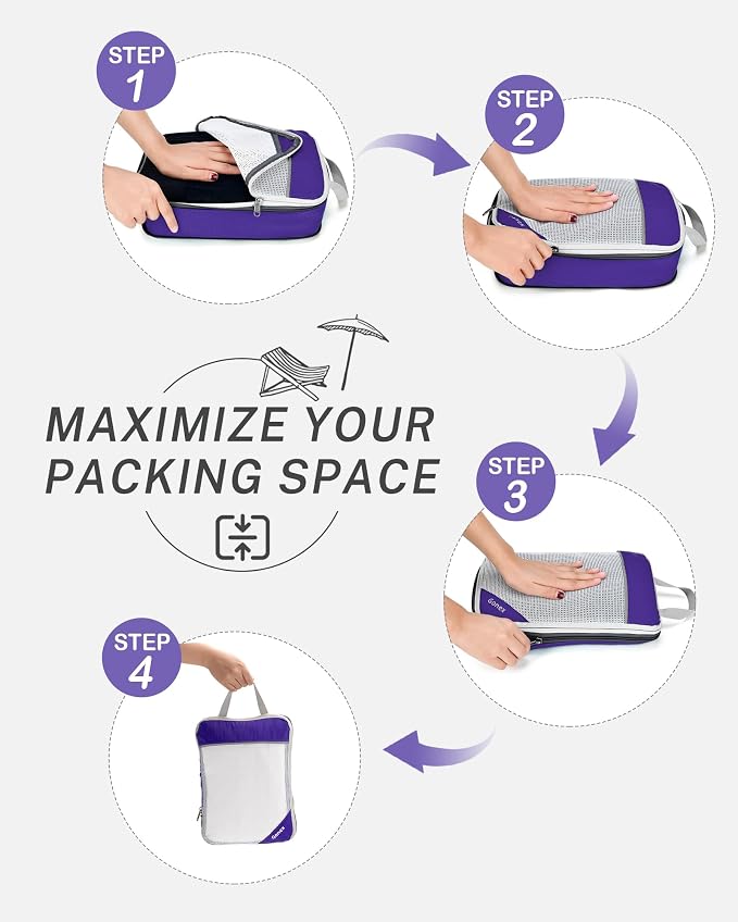 Compression Packing Cubes, Gonex Extensible Storage Mesh Bags Organizers - Image 2