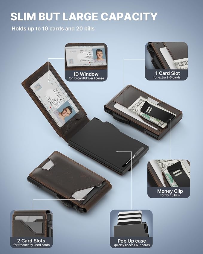 typecase Tactical Wallet for Men Card Holder: Pop Up Card Case, Full Grain - Image 2