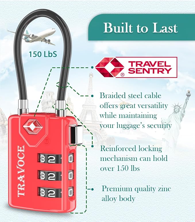 TSA Approved Luggage Locks, Travel Locks Which Also Work Great as Gym Locks - Image 6