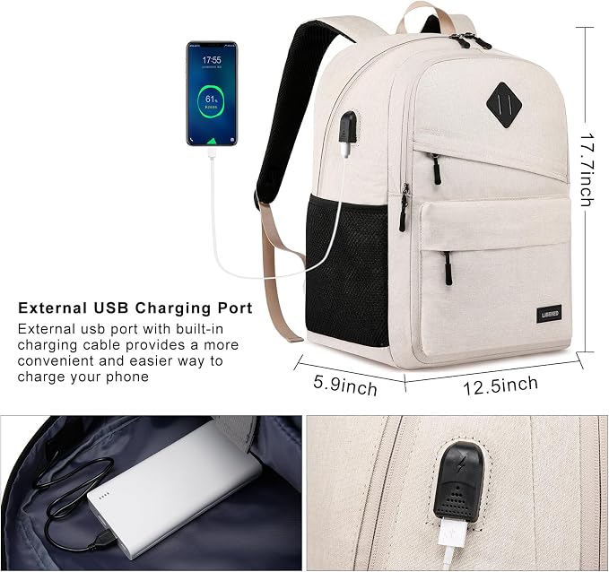 School Backpack for Teen Boys and Girls, Backpack for Men Women, 15.6 inch - Image 4
