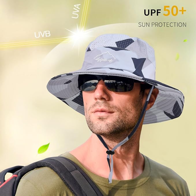 Sun Hats for Men Women Fishing Hat UPF 50+ Breathable Wide Brim Summer UV - Image 6