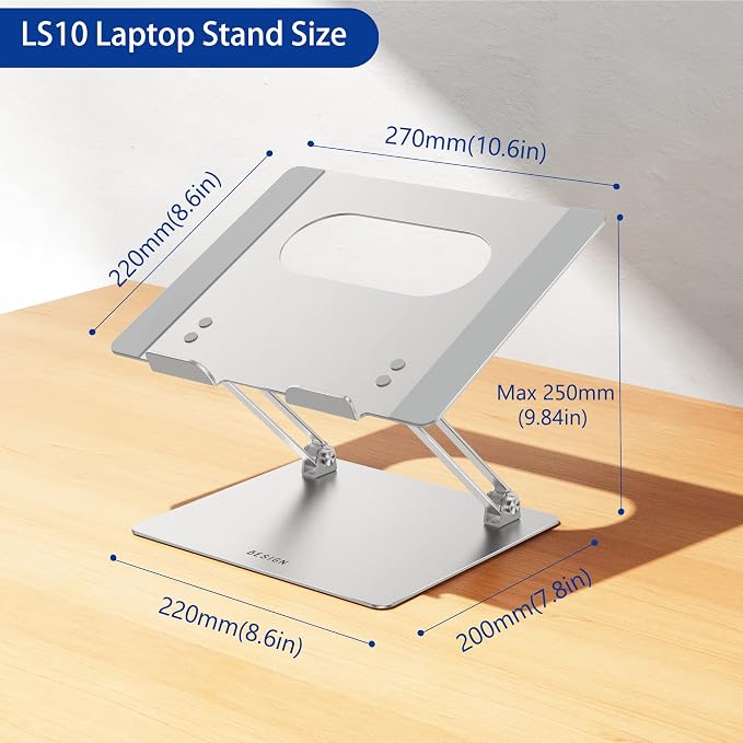 BESIGN LS10 Aluminum Laptop Stand, Ergonomic Adjustable Notebook Stand - Image 5