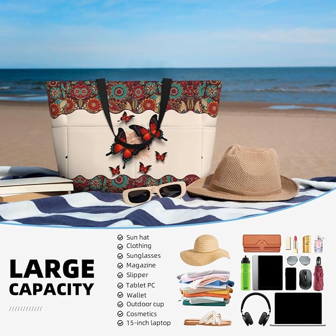 Beach Bag for Women Beach Tote Bag Waterproof Sandproof Large Bags - Image 5
