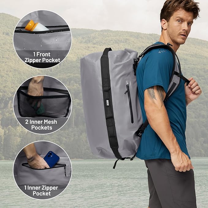 MIER Large Waterproof Duffel Bag Rolltop Dry Backpack Duffle Bags - Image 4