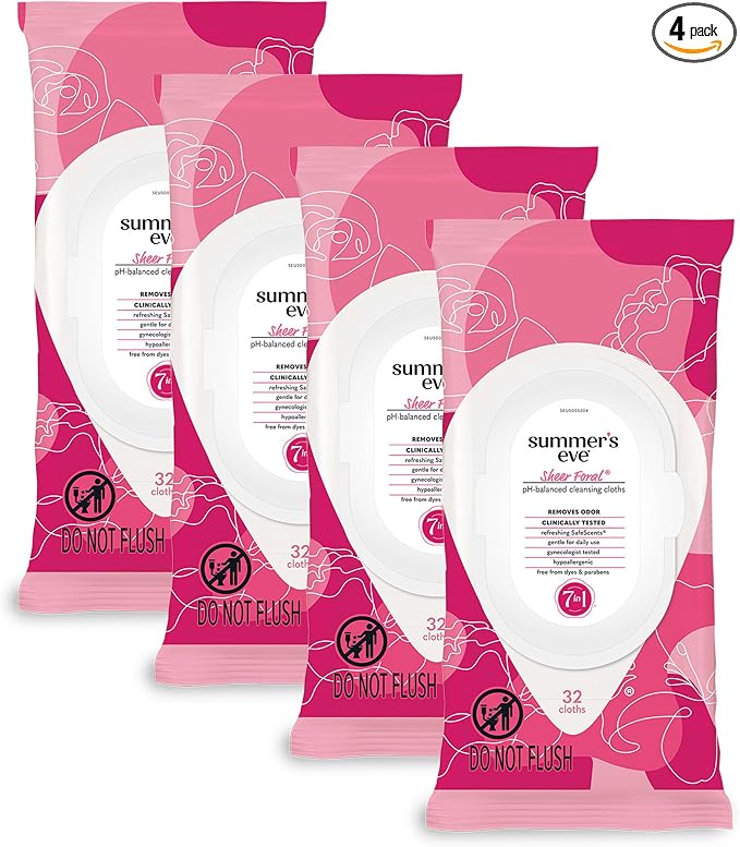 Summer's Eve Sheer Floral Daily Refreshing Feminine Wipes, Removes Odor by SummersEve