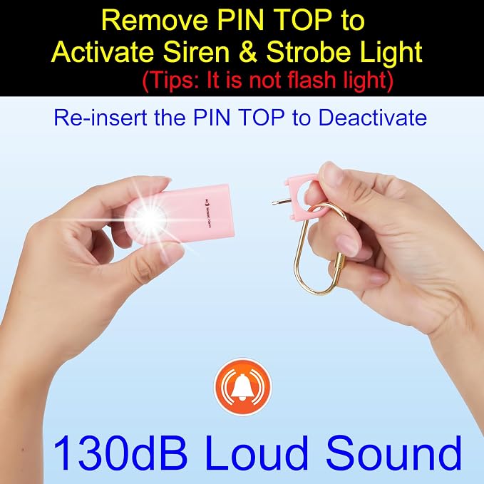 130dB Keychain Siren Strobe Light. Loud Sound Personal Safety Alarm - Image 5