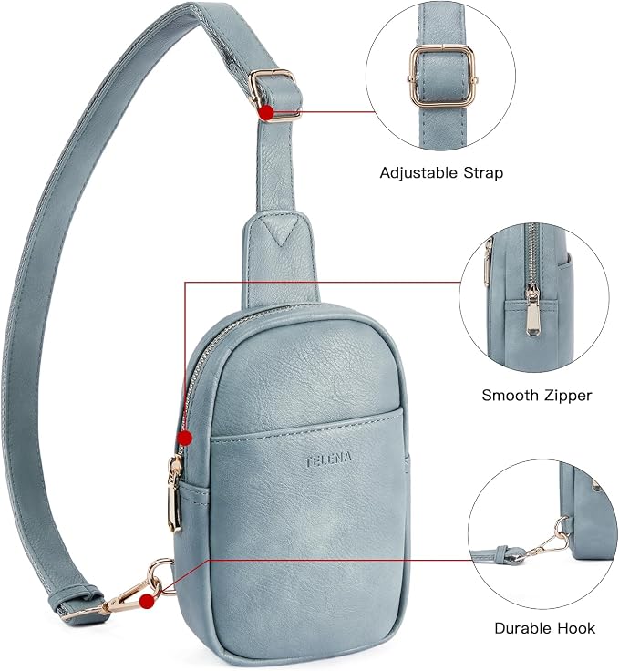 Telena Small Sling Bag for Women Leather Crossbody Fanny Packs Chest Bag for - Image 3