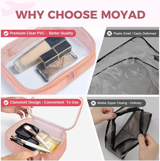 Moyad TSA Approved Clear Toiletry Bag, 2 Pack Quart Size 3-1-1 Liquids Pouch - Image 4