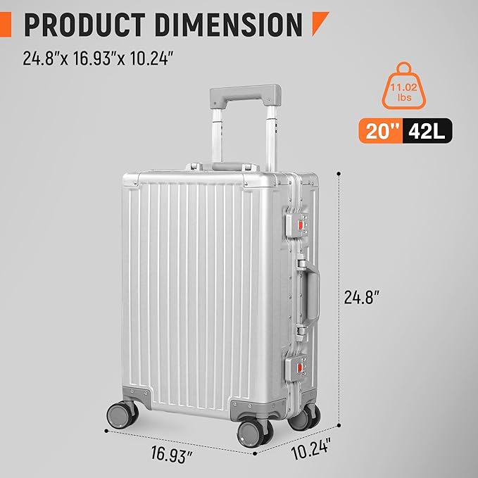 UrbanExplorer All Aluminum Carry On Luggage 22x14x9 Airline Approved Heavy Duty - Image 2