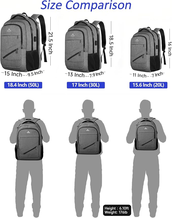 MATEIN 18 Inch Laptop Bookbag, 50 L Extra Large School Laptop Backpack - Image 5