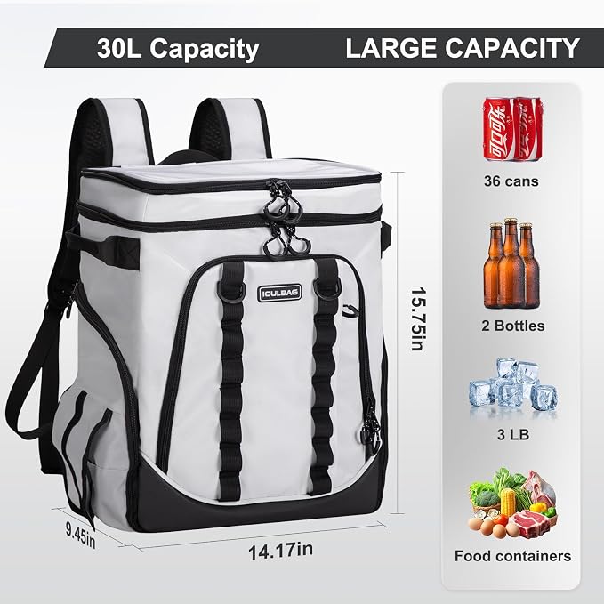 Beach Cooler Backpack for Men 36cans Insulated Backpack Cooler Lunch Bag for - Image 3