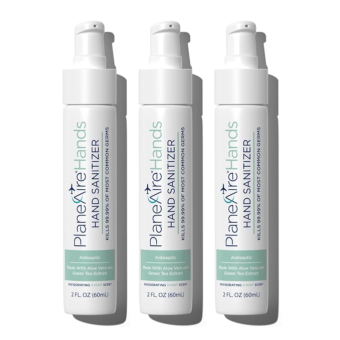 3-Mint Gel Hand Sanitizer | Soothing, Moisturizing, Hydrating | Travel Size | by PlaneAire