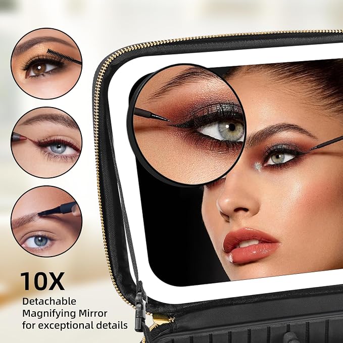 Lighted Makeup Case with Mirror, Adjustable Dividers - Image 7