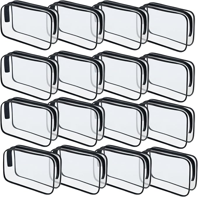 16 Pieces Clear Makeup Bags Bulk, TSA Approved Toiletry Bag by YedsIntu