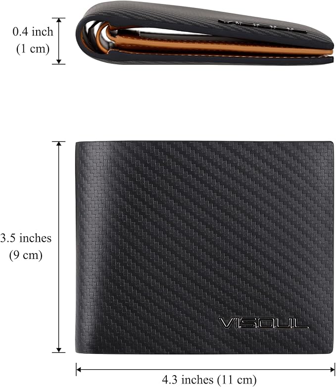 VISOUL Mens Carbon Fiber Leather Bifold Wallet - Image 4