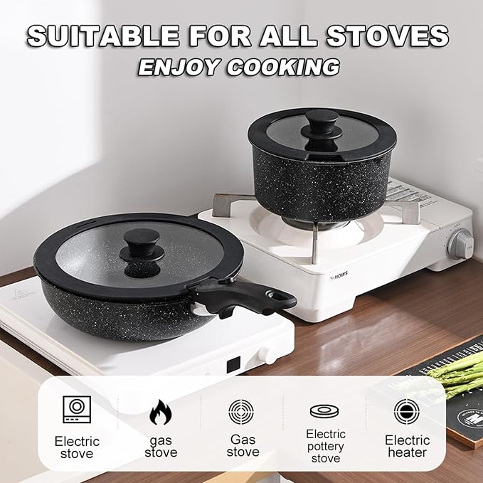Pots and Pans Set, Nonstick Detachable Handle Cookware Set, Induction Kitchen - Image 4