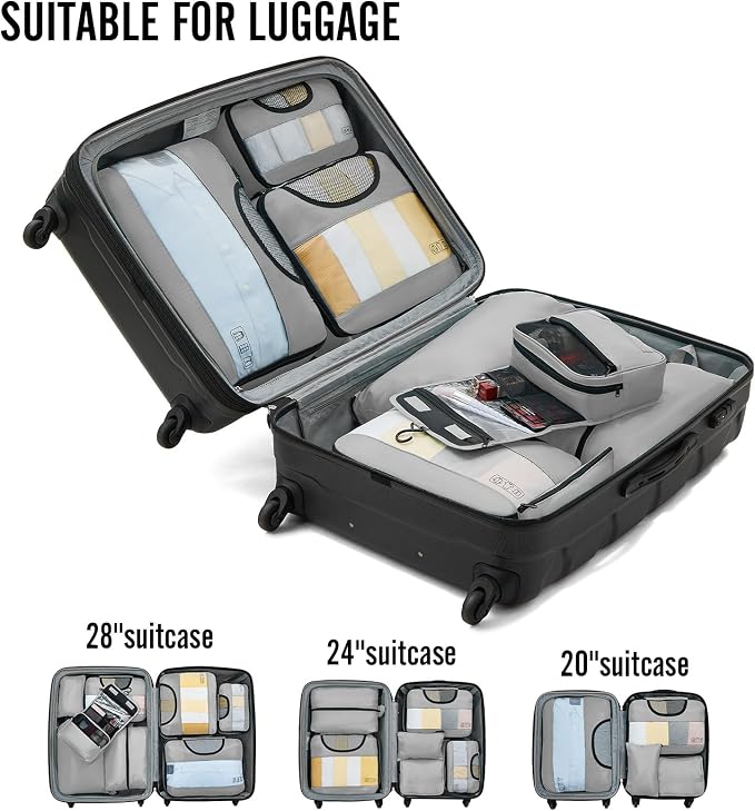 Veken 8 Set Packing Cubes for Travel Essentials, Suitcase Organizer Bags in 4 - Image 6