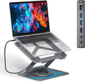 Adjustable Laptop Stand with 360 Rotating Base & USB Docking Station by OneDockManyDevices