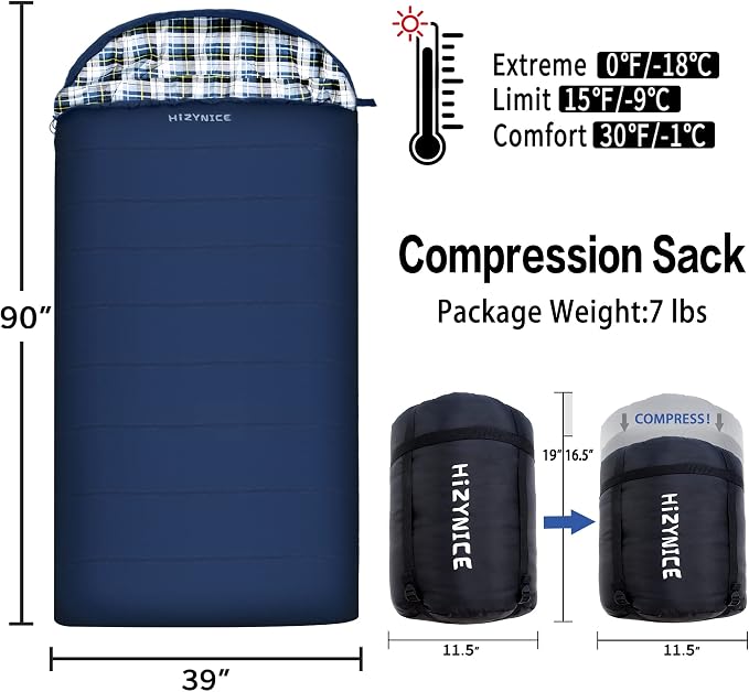 0 Degree Sleeping Bag 100% Cotton Flannel XXL - Image 2