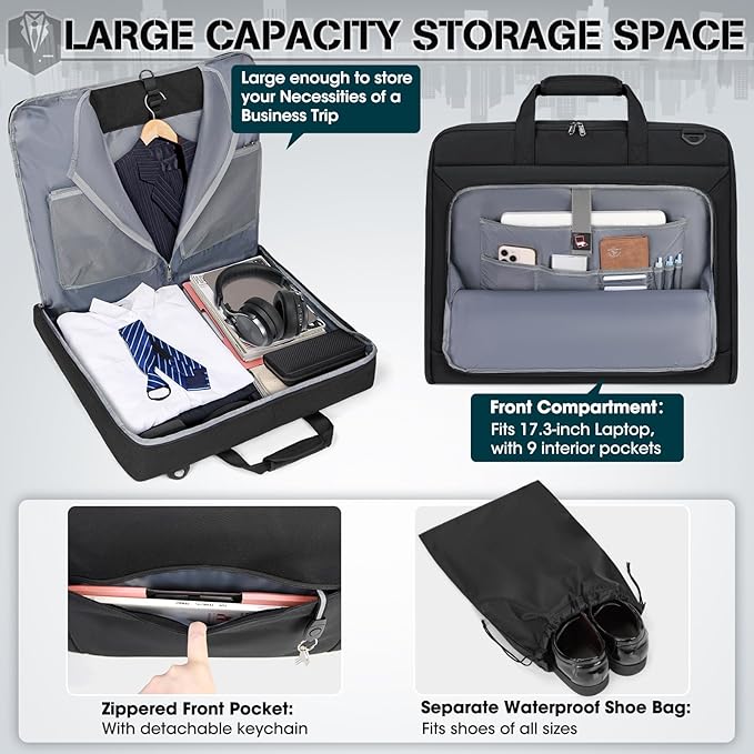 RAINSMORE Garment Bags for Travel Carry On Garment Bag for Hanging Clothes - Image 3