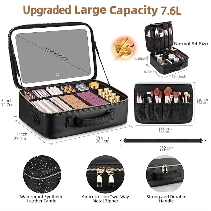 15“×11“Professional Makeup Train Case, Large Waterproof Travel Makeup bag - Image 2