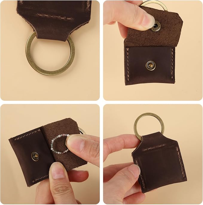 Jack&Chris Genuine Leather SD Card Holder Keychain, Anti-Shock Anti-Dust SD - Image 3