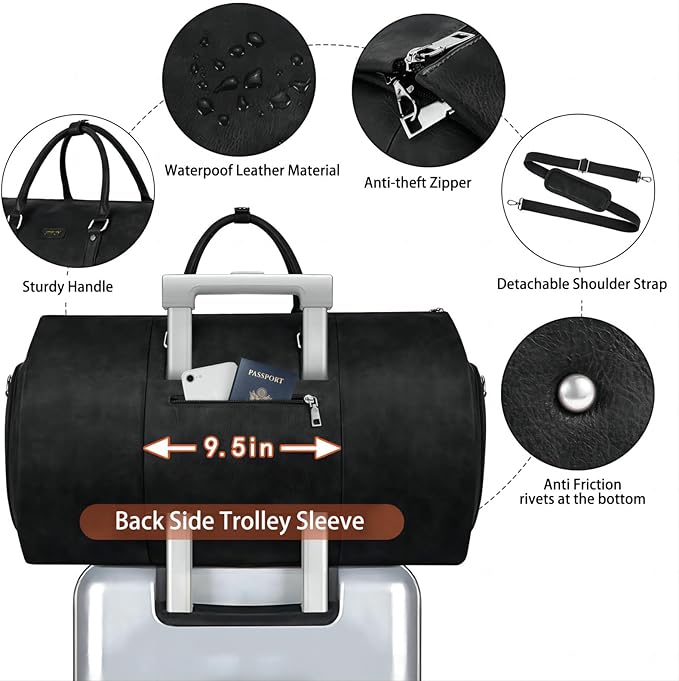 Garment Bag for Travel, Convertible Carry on Garment Duffel Bag for Men 3Pcs - Image 6