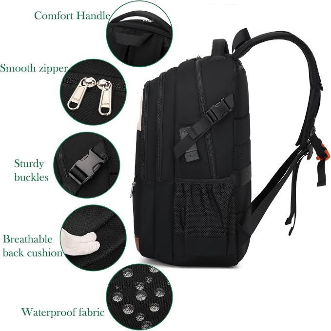 FENGDONG 17.3 inch Large Laptop Backpack Travel College Backpack Waterproof - Image 4