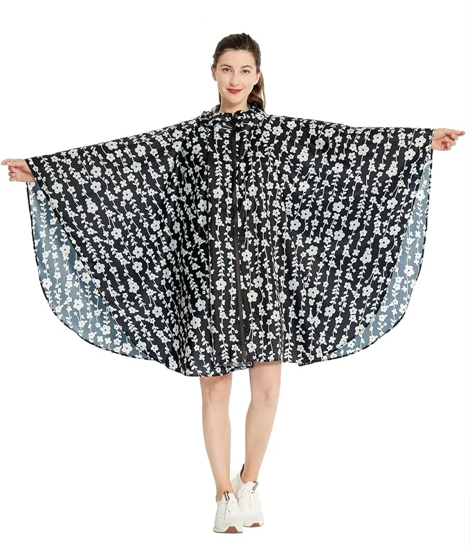 Rain Poncho Jacket Coat Hooded Zipper Style - Image 6