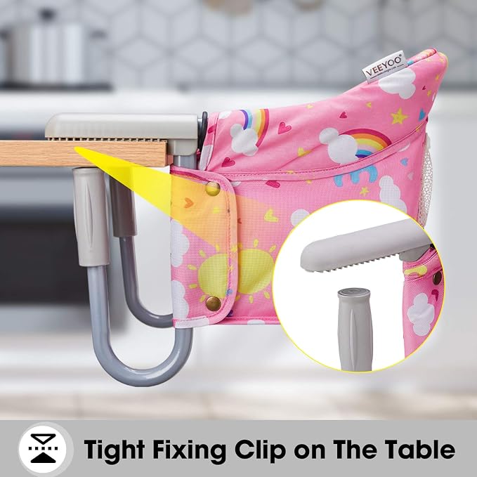 Hook On Chair, VEEYOO Clip On High Chair Folding Fast Table Chair - Image 3