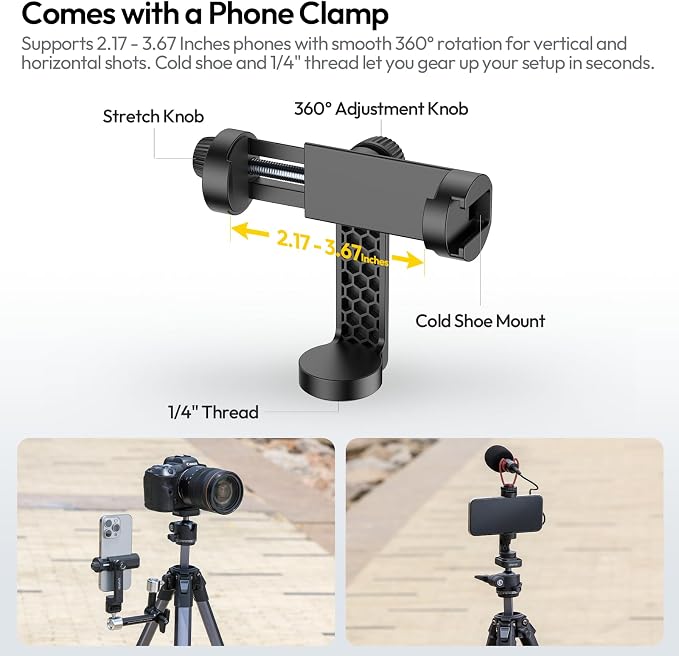 ULANZI Ombra ⅡCamera Tripod 61.5 Inch, 360° Ball Head Travel Tripod Stand - Image 5