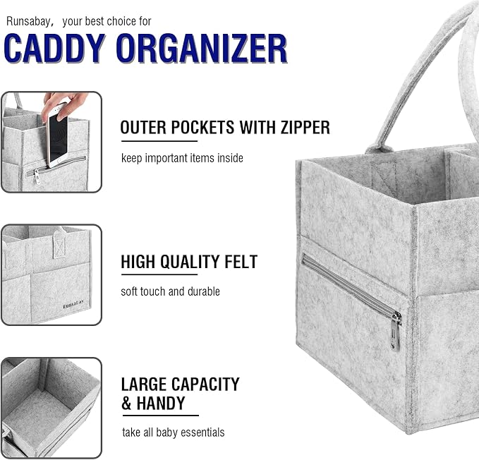 Baby Diaper Caddy Organizer, Portable Baby Essentials Storage Basket Bin - Image 2