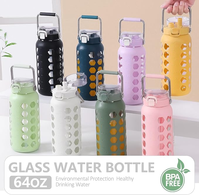 MUKOKO 64oz Glass Water Bottles - Image 7