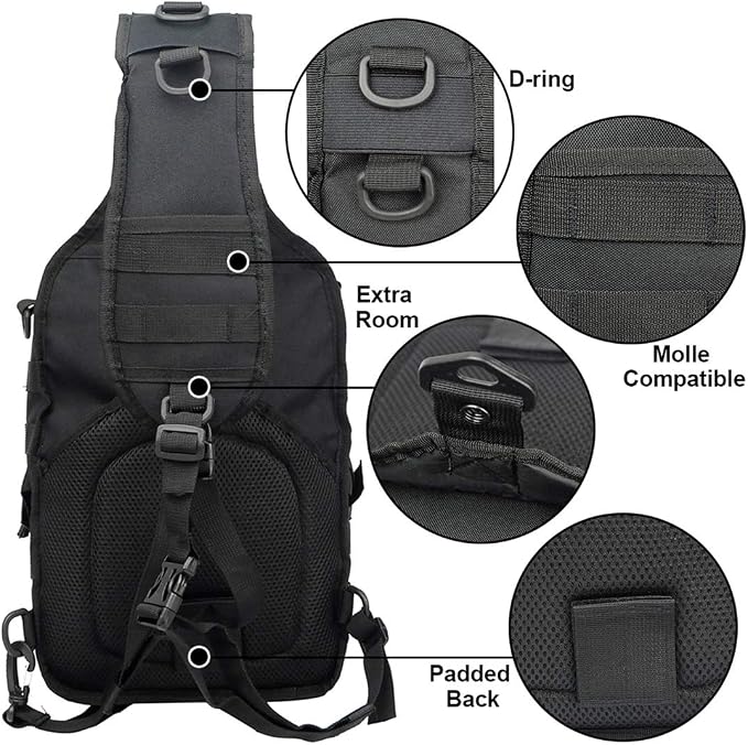 hopopower Tactical Sling Bag Pack Military Rover Shoulder Backpack EDC Assault - Image 4