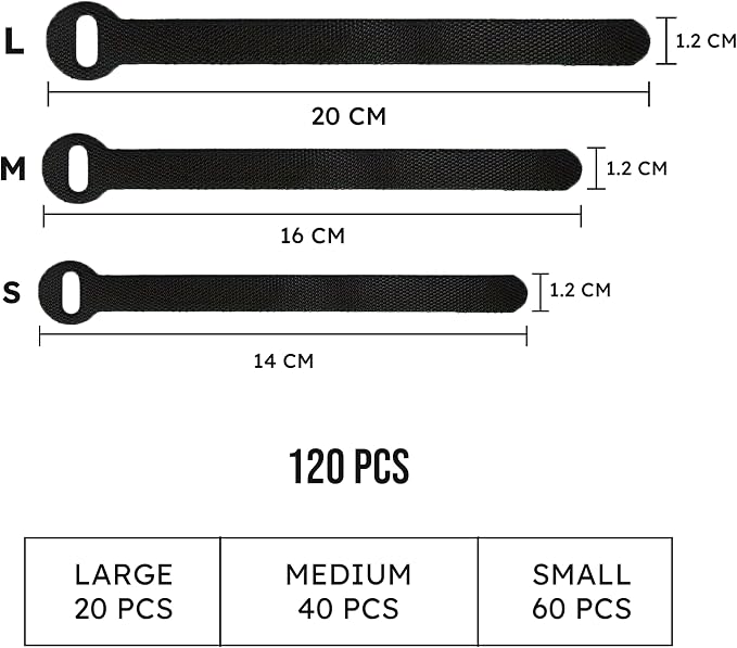 120 PCS 5/6/8 Inch Cord Wraps for Charging Cords – Data Cable Organizer Ties – - Image 2