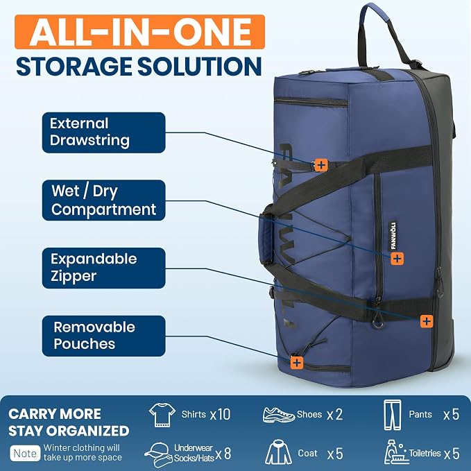 Fanwoli 30'' Rolling Duffel Bag - Image 5