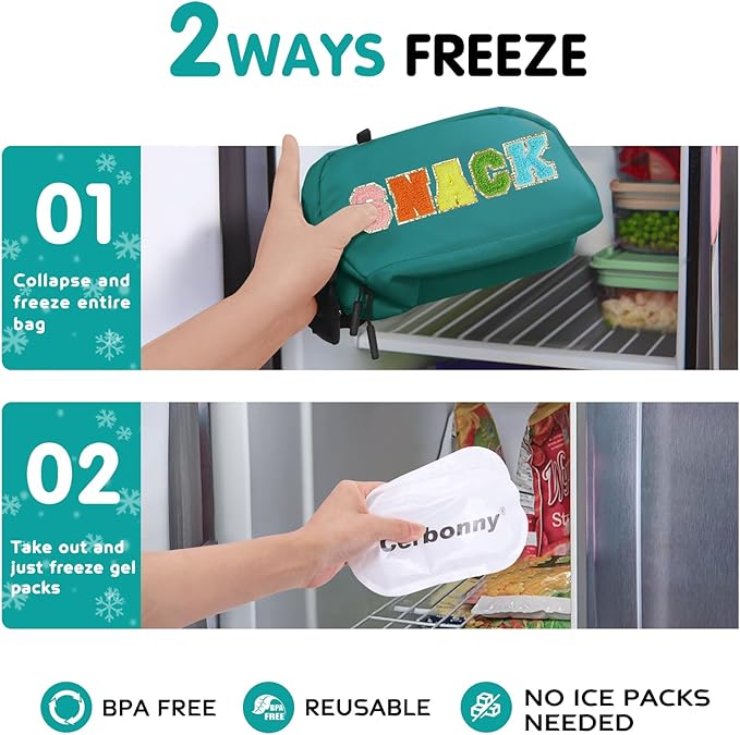 Cerbonny Freezable Lunch Bag for Work School Travel, Leak-proof Small Lunch Bag - Image 2